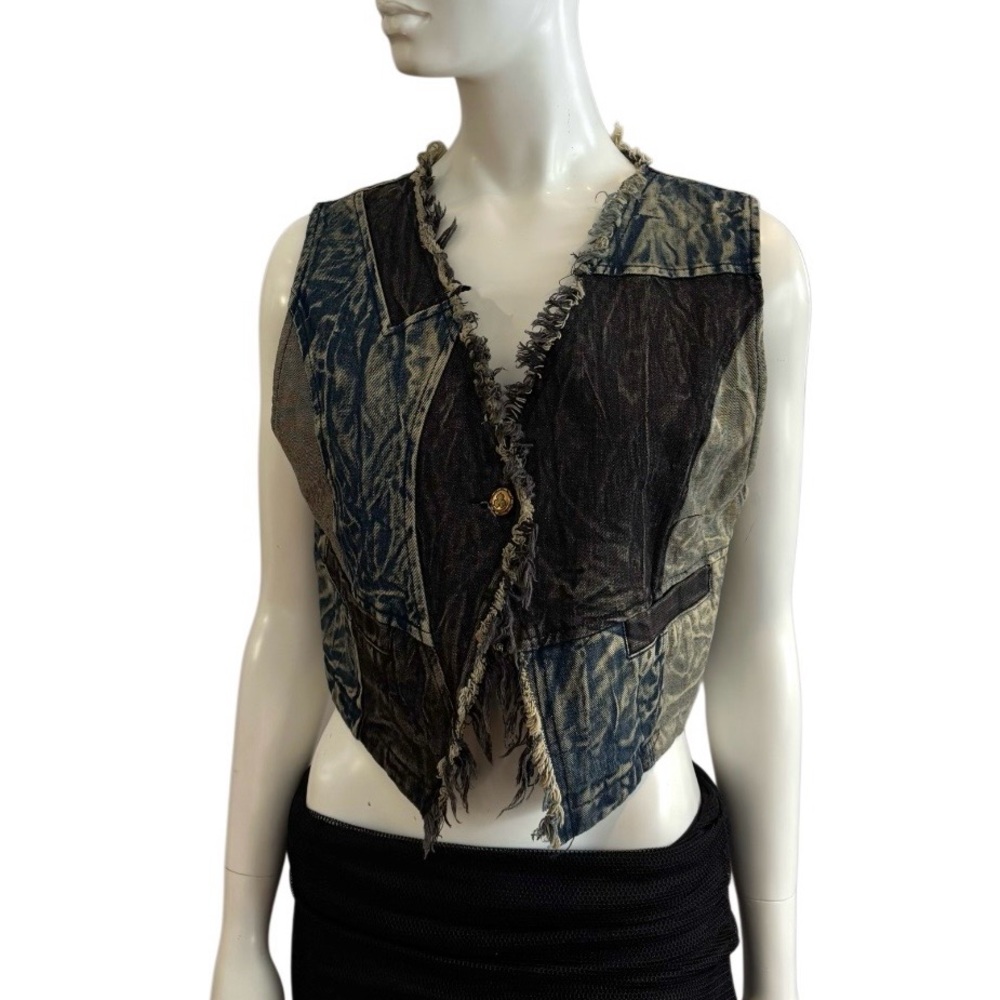 Patchwork Denim Vest - Picture 2 of 9